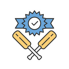 Cricket win color icon. Sport tournament. Winner trophy, crossed bits. Team battle. Outdoor sports activity. Total game result. League competition. Isolated vector illustration