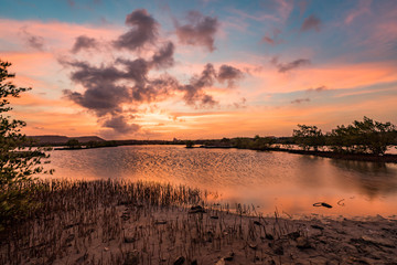 Obraz na płótnie Canvas Sunset at Kan Kok Slat Pan Views around the Caribbean island of Curacao