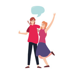 man and woman happy young people