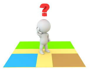 3D Character looking confused on online map