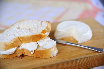casatella Italian cheese with bread and honey
