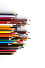 Color pencils on white background