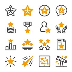 five star icon,flat line style,vector and illustration