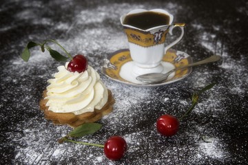 Summer tasty dessert with cherry