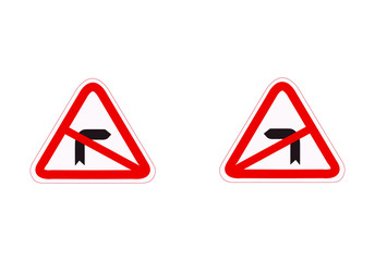 Right turn prohibited sign. left turn sign. prohibited signs. traffic signs. traffic rules. traffic training. road signs. infographics