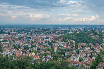 Gorgeous views of the city of Plovdiv from the top of one of its seven hills, Bulgaria