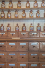 Ancient pharmacy cabinet, Plovidv old town, Bulgaria