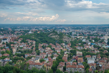 Fototapeta na wymiar Gorgeous views of the city of Plovdiv from the top of one of its seven hills, Bulgaria