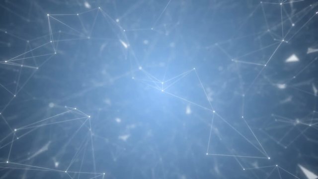 Plexus with dots, lines, triangles. Background information for social networks, the Internet, science, computer networks, technologies. Depth of field.