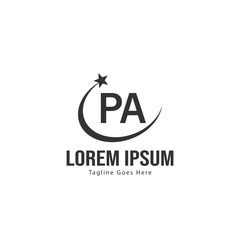 Initial PA logo template with modern frame. Minimalist PA letter logo vector illustration