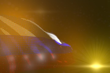 nice memorial day flag 3d illustration. - bright picture of Russia made of dots waving on yellow - soft focus and place for text