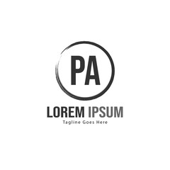 Fototapeta premium Initial PA logo template with modern frame. Minimalist PA letter logo vector illustration