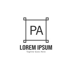 Initial PA logo template with modern frame. Minimalist PA letter logo vector illustration