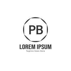 Initial PB logo template with modern frame. Minimalist PB letter logo vector illustration