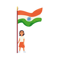 young woman with indian flag indepedence day