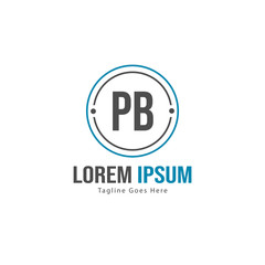 Initial PB logo template with modern frame. Minimalist PB letter logo vector illustration