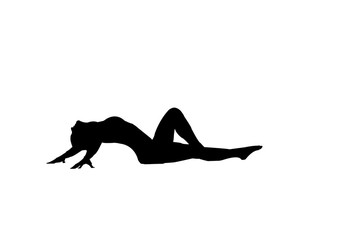 silhouette einer Turnerin am Boden