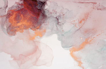 Fototapeta premium The picture is painted in alcohol ink. Abstraction will perfectly fit into a modern interior. Closeup of the painting. Colorful abstract painting background.