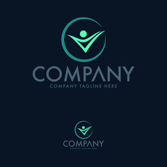 Human V Logo Design Template Vector