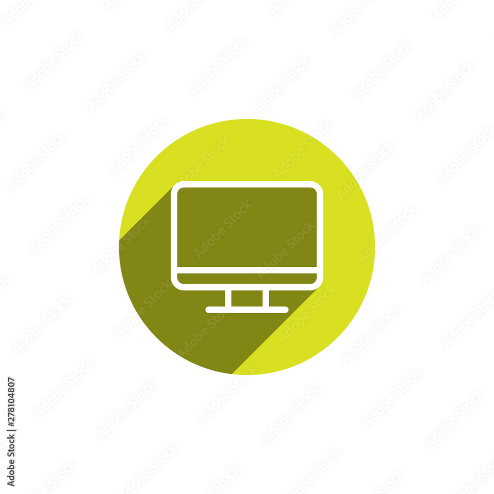 Poster pc icon in flat design. pc monitor, display, computer screen symbols. desktop computer for your webs