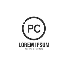 Obraz premium Initial PC logo template with modern frame. Minimalist PC letter logo vector illustration