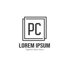 Obraz premium Initial PC logo template with modern frame. Minimalist PC letter logo vector illustration