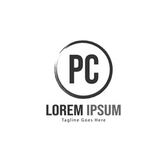 Initial PC logo template with modern frame. Minimalist PC letter logo vector illustration