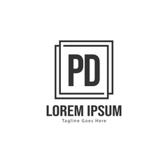 Initial PD logo template with modern frame. Minimalist PD letter logo vector illustration