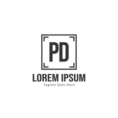 Initial PD logo template with modern frame. Minimalist PD letter logo vector illustration