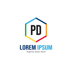 Initial PD logo template with modern frame. Minimalist PD letter logo vector illustration