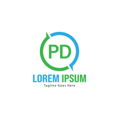 Initial PD logo template with modern frame. Minimalist PD letter logo vector illustration