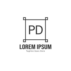 Initial PD logo template with modern frame. Minimalist PD letter logo vector illustration