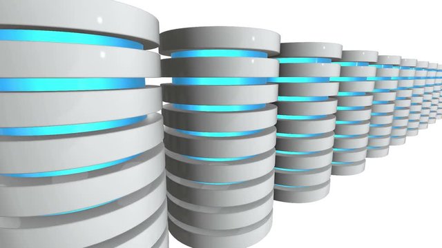 Futuristic server hard disk and database block or battery cell. Web Hosting or cloud computing concept. 3d render Video available in 4k FullHD and HD render footage