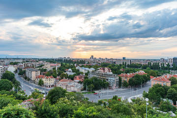Fototapeta na wymiar Summer sunset over Plovdiv - european capital of culture 2019 and oldest living city in Europe, Bulgaria