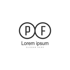 Obraz premium Initial PF logo template with modern frame. Minimalist PF letter logo vector illustration