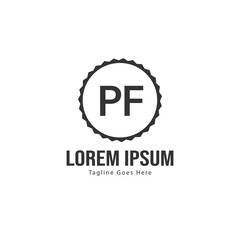 Initial PF logo template with modern frame. Minimalist PF letter logo vector illustration