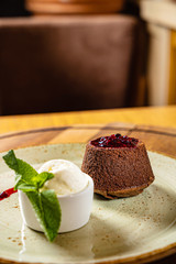 lava cake with berry sauce