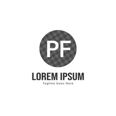 Initial PF logo template with modern frame. Minimalist PF letter logo vector illustration