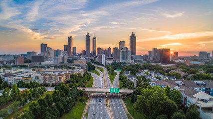 Atlanta, Georgia, USA Skyline Sunset - obrazy, fototapety, plakaty