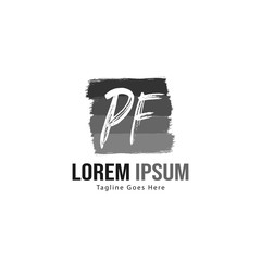 Initial PF logo template with modern frame. Minimalist PF letter logo vector illustration
