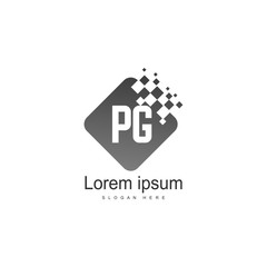 Initial PG logo template with modern frame. Minimalist PG letter logo vector illustration