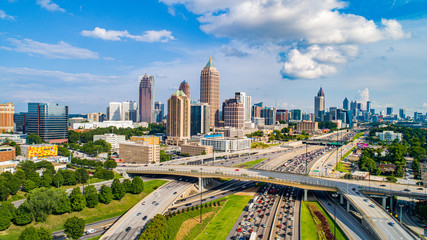Atlanta Georgia GA Drone Skyline Aerial - obrazy, fototapety, plakaty