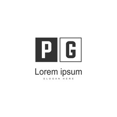 Initial PG logo template with modern frame. Minimalist PG letter logo vector illustration