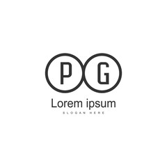 Initial PG logo template with modern frame. Minimalist PG letter logo vector illustration