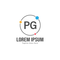Initial PG logo template with modern frame. Minimalist PG letter logo vector illustration