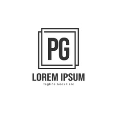 Initial PG logo template with modern frame. Minimalist PG letter logo vector illustration