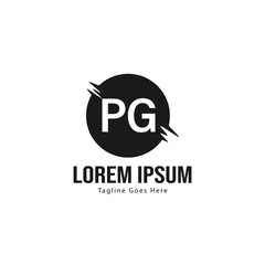 Initial PG logo template with modern frame. Minimalist PG letter logo vector illustration