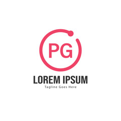 Initial PG logo template with modern frame. Minimalist PG letter logo vector illustration