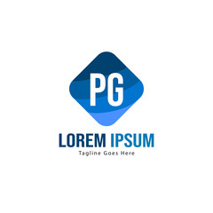 Initial PG logo template with modern frame. Minimalist PG letter logo vector illustration