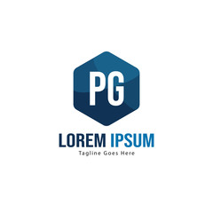 Initial PG logo template with modern frame. Minimalist PG letter logo vector illustration